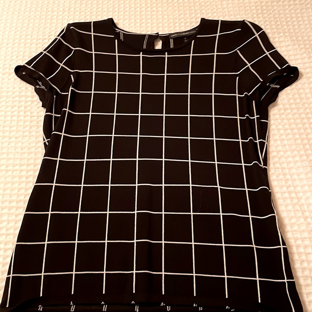 WHBM black and white sweater.  Size L.  Cap sleeves